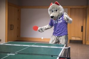 Wolfie plays ping pong