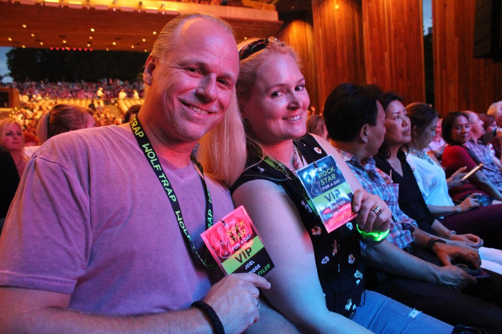 Rock Star for a Day winner Kristen and guest Joel enjoy special access to Wolftrap’s Steven Tyler concert at the Filene Center.