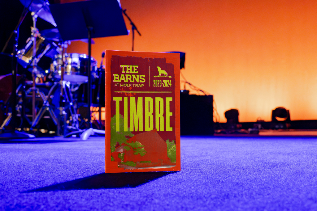 A copy of the Timbre program book on The Barns stage