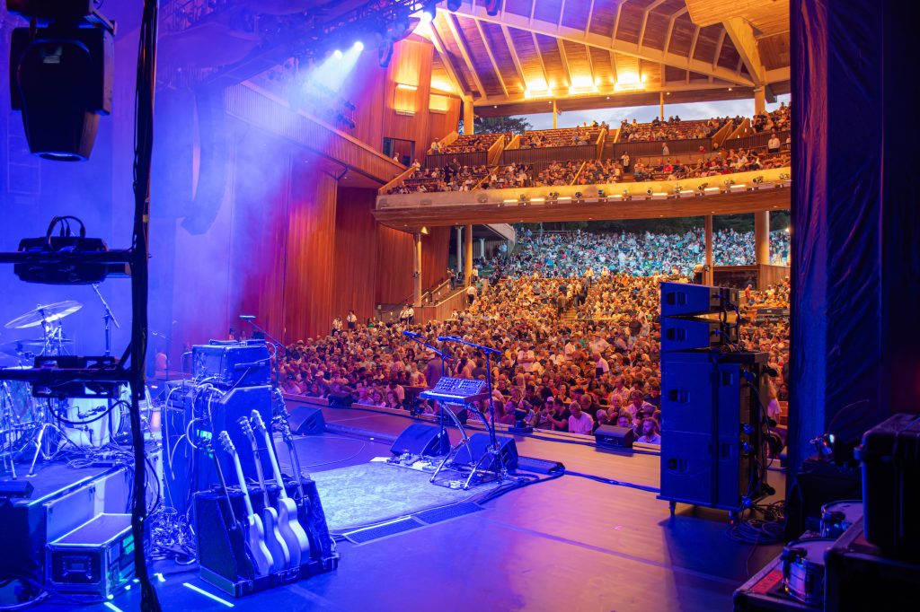 A backstage view looking out into the Filene Center. 